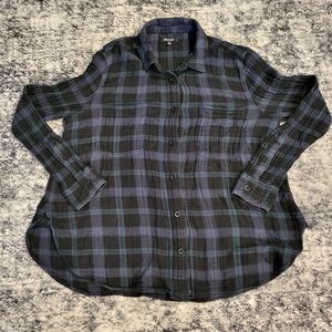 Madewell Green and Blue Plaid Shirt